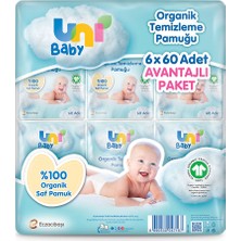 Uni Baby 3 Adet Bebek Temizleme Pamuğu 6X60 Adet