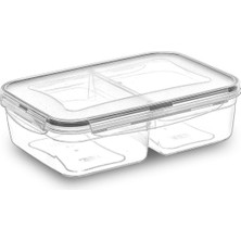 Buradabuldun® 2 Bölmeli 1+1 Litre Kilitli Kapaklı Erzak Saklama Kabı LC-525