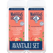 Le Petit Marseillais Şeftali Duş Jeli 2 x 400 ml Aromalı Organik Beyaz Şeftali ve Nektarin Etkisi