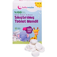 Baby Waybe 8 Adet Organik Bebek Mendili %100 Doğal Sıkıştırılmış Tablet Mendil 100 Adet