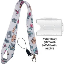 Doktorbonem Kadın Doğum ve Ebe Temalı Kart Askısı Yaka Kartı Telefon Askısı Yatay Dikey Kart Koruyucu