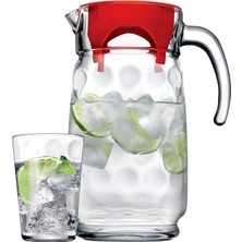 Braventa Collection Space Su Takımı Kırmızı Kapaklı 1600 cc Sürahi ve Su Bardağı