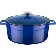 Braventa Collection Metal Döküm Yuvarlak Tencere, 28 Cm, Mavi