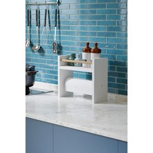 Braventa Collection Intergo Rulo Havlu Takılabilir Baharatlık Standı Tezgah Üstü Düzenleyici Ahşap Raf - Beyaz