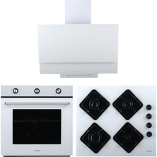 Alveus Ecoplus Beyaz Ankastre Set (AD07-A10-AF860) A Sınıfı Enerji 3'lü Model Cam Ocak ve Fırın