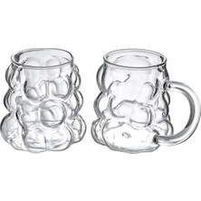 Isıya Dayanıklı Borosilikat Üzüm Bardak 1 ad. Kulplu + 1 ad. Kulpsuz Borosilikat Bardak