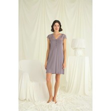 Aria's Closet Arias Closet Kolu Omzu ve Yakası Dantelli Önü Düğmeli Gecelik