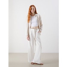 Lc Waikiki Yeni Sezon Geniş Paça Keten Karışımlı Kadın Pantolon