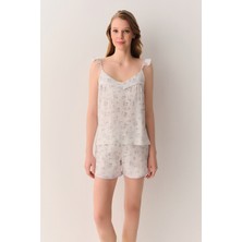 Suwen Butterfly Pamuklu Atlet Şort Pijama Takımı