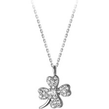 BG Jewellery Taşlı Yonca Gümüş Kolye
