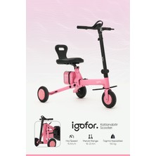 Igofor 3 Tekerlekli Katlanabilir Elektrikli Oturulabilir Scooter – Hafif, Taşınabilir, Uzun Menzilli - Pembe