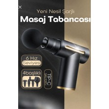 Nivego Masaj Aleti Kas Masaj Tabancası Fırçasız Motorlu Type C Şarjlı Masaj Aleti 4 Farklı Masaj Başlığı Masaj Aleti Darbeli