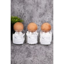 UltraMint 3'lü Cam Kavanoz Seti, 300ML, Kapaklı, Pamuk ve Makyaj Pamuğu Saklama