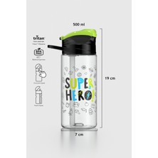 Renga Falcon Süper Hero Desenli 500 ml Pipetli Tritan Çocuk Matara 912037 Siyah