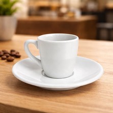 Porland Porselen 64 cc Bella Kahve Fincanı Takımı 6 Kişilik Düz Beyaz Espresso Türk Kahvesi Fincan Seti