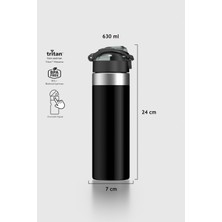 Renga Saga Metal Aksesuarlı 630 ml Tritan Matara 912053 Siyah