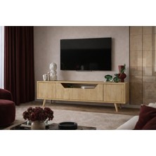 VM VERTEX MOBİLYA Roma Ahşap Ayaklı Tv Ünitesi Tv Sehpası Safir Meşe 150 cm