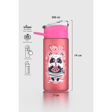 Renga Falcon Panda Desenli 500 ml Pipetli Mat Tritan Çocuk Matara 912037 Pembe