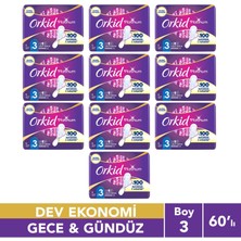 Orkid Platinum Anne-Kız Hijyenik Ped Paketi Uzun Extra (Boy 3) Dev Ekonomik Paket 60 Adet