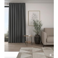 Beksahome Kadife Dokulu Ekstrafor Büzgülü Gri Yüksek 1.sınıf Yüksek Kalite Fon Perde Tek Kanat