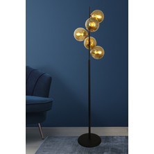 Taşcan Aydınlatma Nida 5 Li Siyah Gold Füme Camlı Lambader