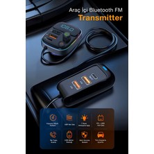 Kensa Pd 30W Hızlı Şarj & Rgb LED Işıklı Araç Fm Transmitter | 6 Multi-Port | 5V 3.1A USB | 1m Kablolu