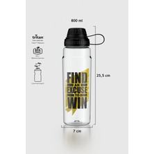 Renga Ege Find Desen 800 ml Tritan Matara 912069 Siyah