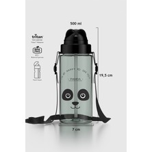 Renga Taffy Desenli 500 ml Askılı Pipetli Tritan Çocuk Matara 912080 Siyah