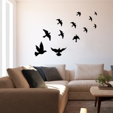 Kuş Sürüsü Uçuşan Kuşlar Serisi Duvar Sticker Yapıştırma - Siyah
