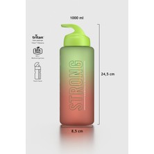 Renga Moly Çift Renk Yazı Desenli 1000 ml Pipetli Mat Tritan Matara 912117 Yeşil-Turuncu