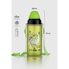 Renga Sonic Air Desenli 500 ml Askılı Pipetli Mat Tritan Çocuk Matara 912119 Yeşil