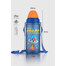 Renga Sonic Air Desenli 500 ml Askılı Pipetli Mat Tritan Çocuk Matara 912119 Mavi