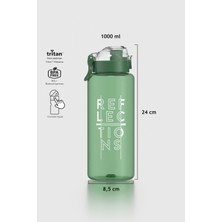 Renga Saga Loop Yazı Desenli 1000 ml Tritan Matara 912138 Yeşil