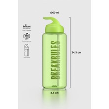 Renga Moly Yazı Desenli 1000 ml Pipetli Tritan Matara 912139 Yeşil