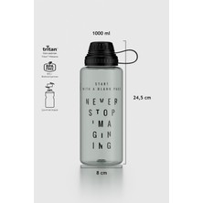 Renga Ege Yazı Desenli 1000 ml Tritan Matara 912141 Siyah