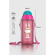 Renga Migo Soft Touch Desenli 500 ml Askılı Pipetli Tritan Çocuk Matara 912142 Pembe