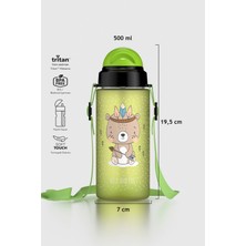 Renga Migo Soft Touch Desenli 500 ml Askılı Pipetli Tritan Çocuk Matara 912142 Yeşil