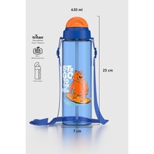 Renga Migo Desenli 630 ml Askılı Pipetli Tritan Çocuk Matara 912143 Mavi