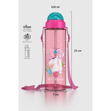 Renga Migo Desenli 630 ml Askılı Pipetli Tritan Çocuk Matara 912143 Pembe