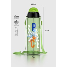 Renga Migo Desenli 630 ml Askılı Pipetli Tritan Çocuk Matara 912143 Yeşil