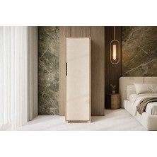 Vertex Mobilya Flora 1 Kapaklı 5 Raflı Gardırop Safir Meşe - Beyaz Elbise Dolabı