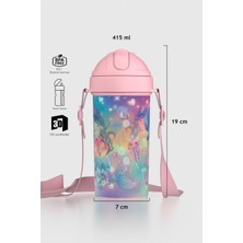 Renga Cosmo Lenticular Deniz Kızı Desenli 415 ml Pipetli Askılı Pp Çocuk Matara 912149 Pembe