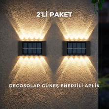 Decorible Decosolar 2'li Paket Güneş Enerjili Aplik Solar Aydınlatma İki Yönlü 2x5 Led Gün Işığı
