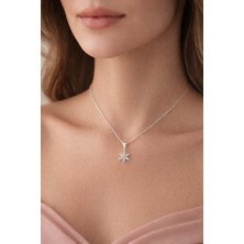 BG Jewellery Zirkon Taşlı Kar Tanesi Gümüş Kolye