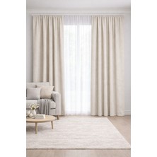 Shy Tekstil Lüks 1.sınıf Elegance Series Krem Rengi Petek Kadife Dokulu Tek Kanat Düz Dikim Adafon Perde