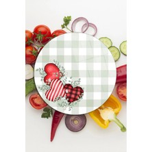 Decovetro Cam Kesme Tahtası ve Sunumluk Yuvarlak Love Serisi Kalp Desenli 30 x 30 cm