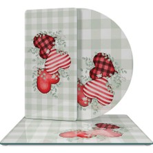 Decovetro Cam Sunum Servis Tabağı 3'lü Karma Set Love Serisi Kalp Desenli