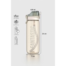 Renga Trego Sport Yazı Desenli 630 ml Pipetli Tritan Matara 912170 Bej