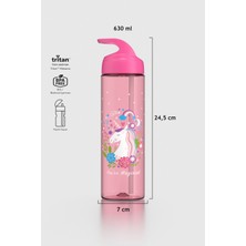 Renga Moly Desenli 630 ml Pipetli Tritan Çocuk Matara 912172 Pembe