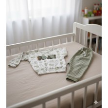 Dinozor Figürlü Omuzdan Çıtçıtlı Bebek Alt Üst Takım